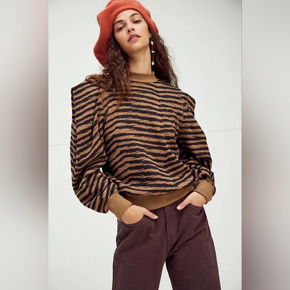 AGOLDE Tigress Folded Puff-Sleeved Sweatshirt